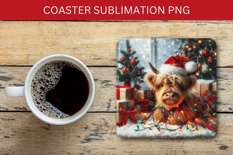 square coaster - highland cow example image 1