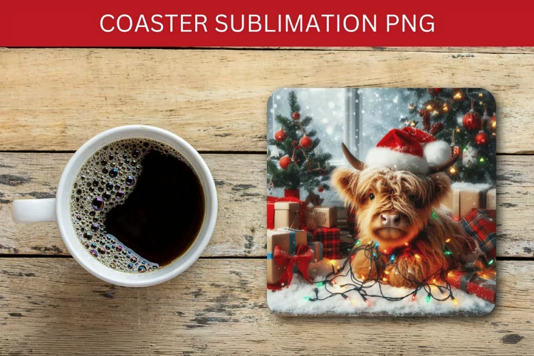 square coaster - highland cow