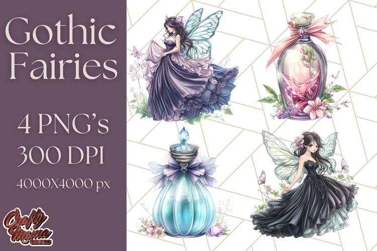 Gothic Fairy   Potion Clipart, Dark Fantasy PNG Printable