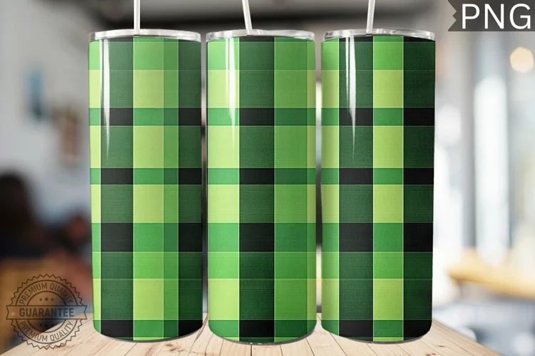 Green Plaid Tumbler Wrap - High Quality 300 Dpi