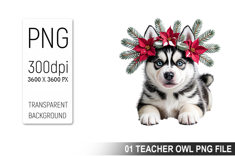 Cute Floral Dog, Animal Sublimation Clipart PNG