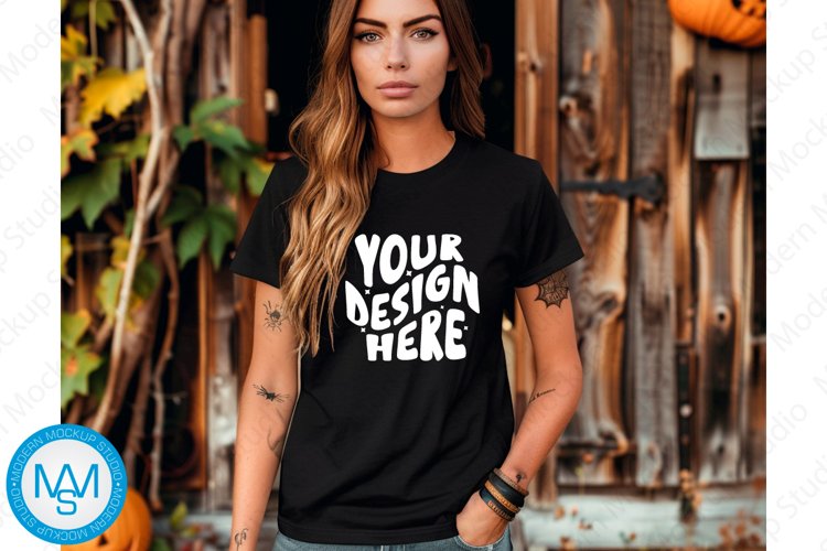 Black women Tshirt Mockup, Halloween tshirt mockup