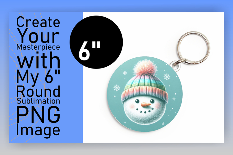 Dynamic Round Design PNG Keychain , Snowman