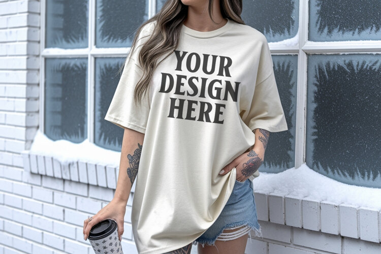 Ivory Christmas Comfort Colors 1717 TShirt Mockup, CC 1717 example image 1