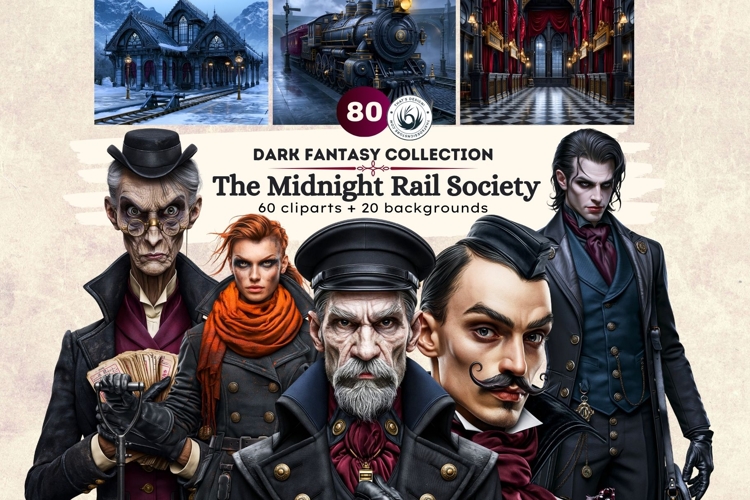 Midnight Rail Society Dark Steampunk Clipart Gothic RPG