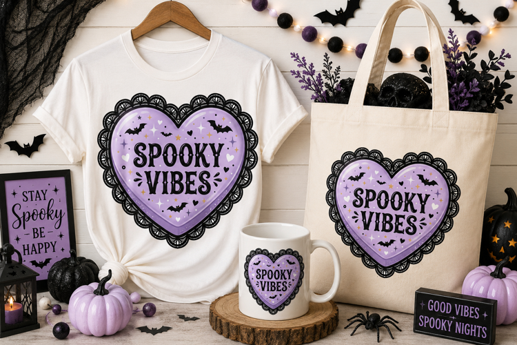 Spooky Vibes Heart PNG | Cute Halloween Coquette Design