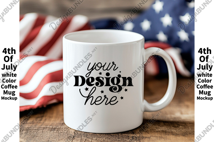 4th of July white 11oz blank coffee mug mockup example image 1