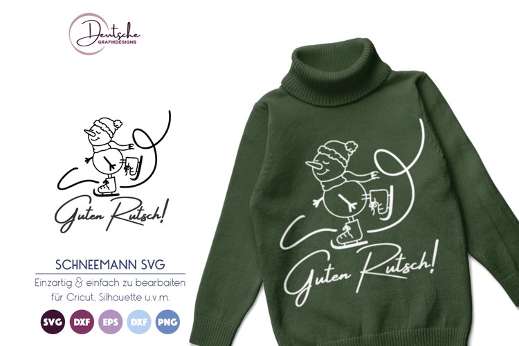 Guten Rutsch SVG | Schneemann SVG example image 1