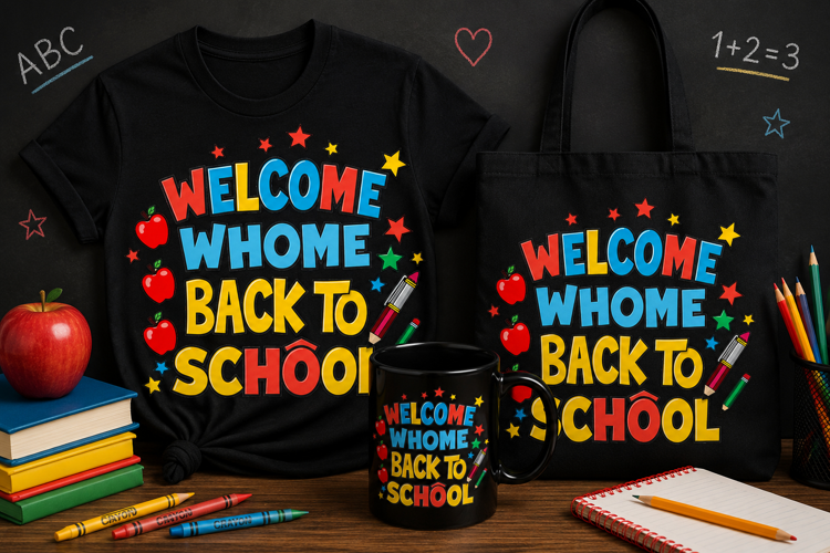 Welcome Back to School PNG, Teacher & Student Design