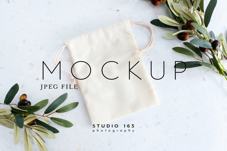 Favor Bag Mockup, Fabric Bag, Stock Photo, Wedding, JPEG example image 1