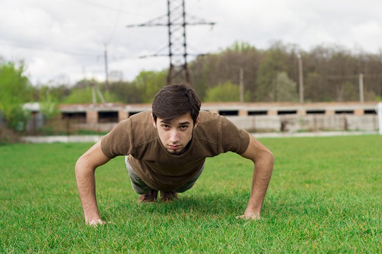 The guy goes in for sports in the open air.