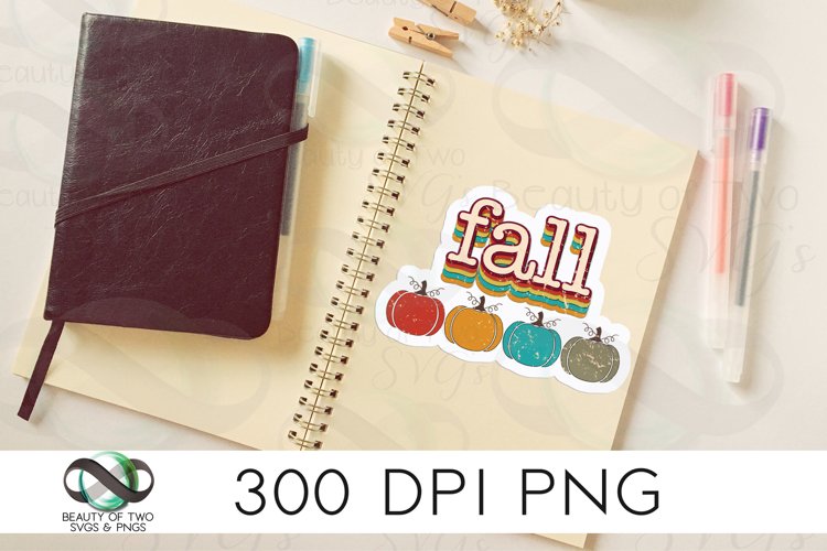 Fall Sticker Design Retro Pumpkin Sublimation png 300 dpi example image 1