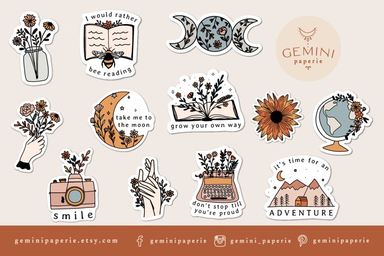 printable flower stickers design bundles