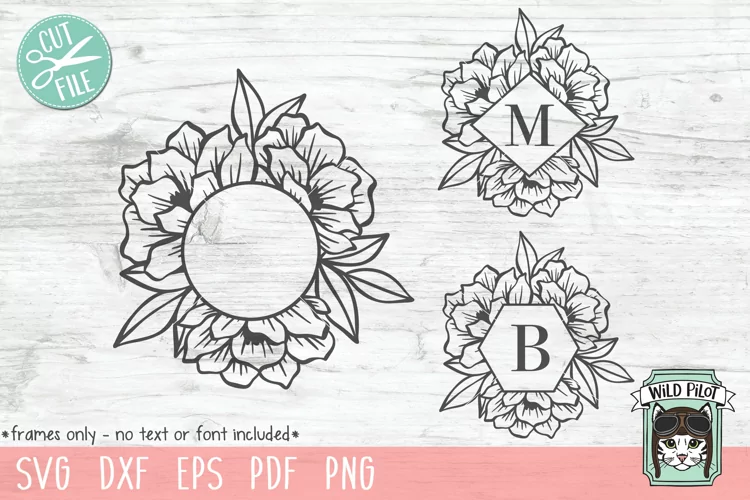 Flower Frame SVG file, Monogram Frame SVG, cut file, shape