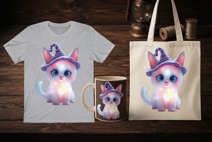 Kawaii Halloween Cat PNG | Cute Witch Cat Clipart