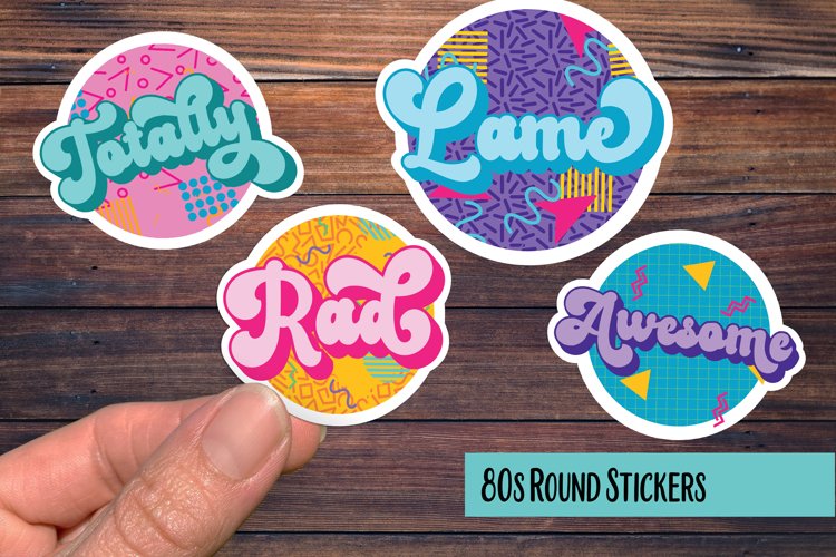 80s Round PNG Sticker Pack