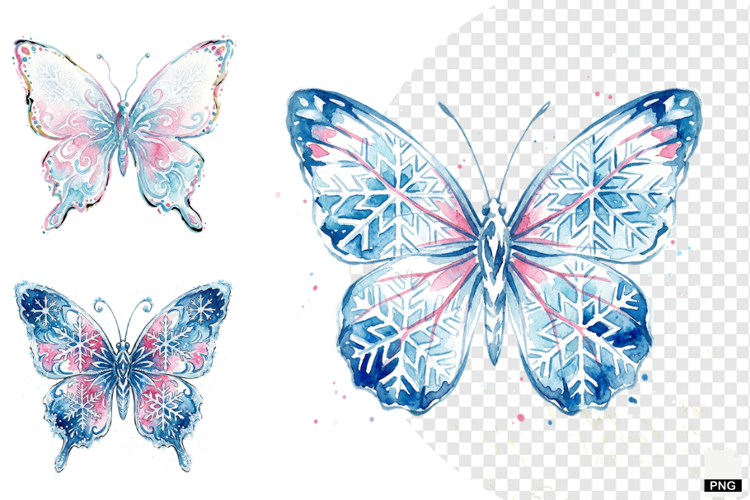 Snowy Butterfly Garden Clipart