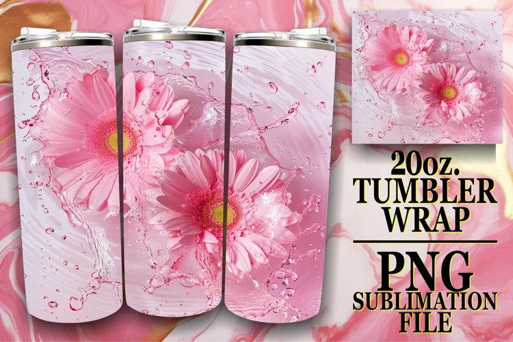 Aqua Serenity: Sublimation Art for 20oz Tumbler