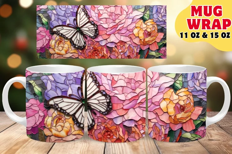 Garden Bloom Enigma Stained Glass Sublimation 11oz 15oz Mug