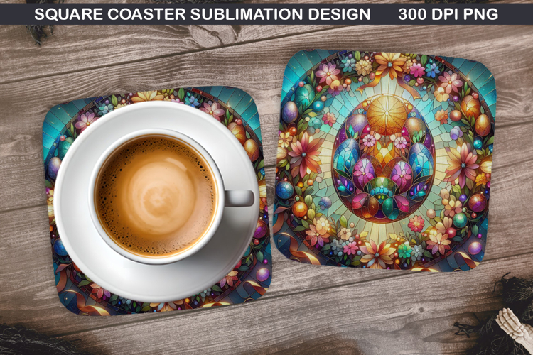 Easter Flower Coaster Sublimation, Easter Coaster PNG Design
