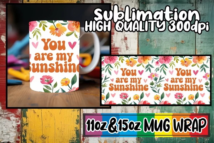 Heartfelt vibes 11oz 15oz sublimation wrap, Flower Quote