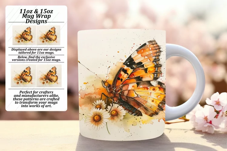 Spring Serenity: Butterfly Mug - 11oz & 15oz