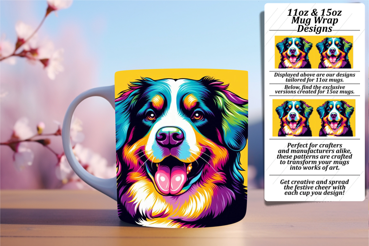 Graceful 11oz Mug Wrap Png Template , Dog