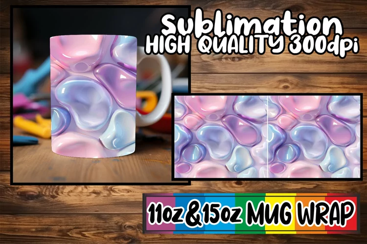Vibrant 3D Symphony: Sublimation Mug Wrap 11oz/15oz