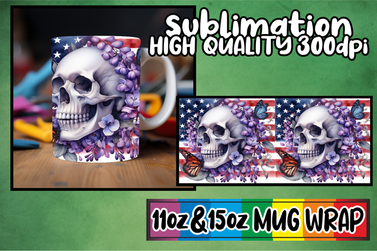 Joyful adventures 11oz 15oz sublimation wrap, Skull USA