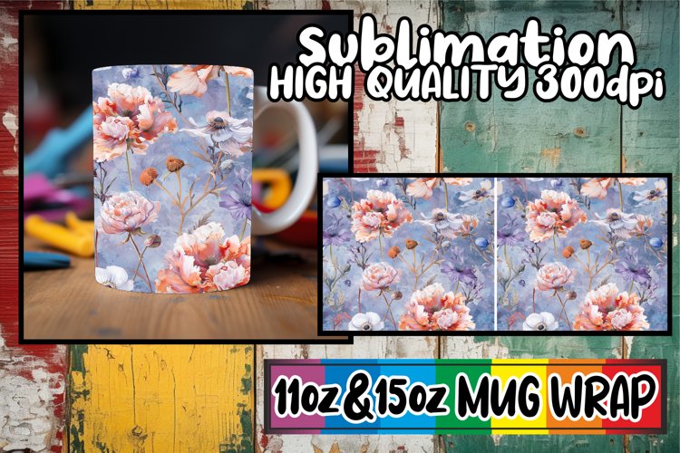 Vibrant Abstract Springtime Mug Wrap 11oz 15oz Sublimation example image 1