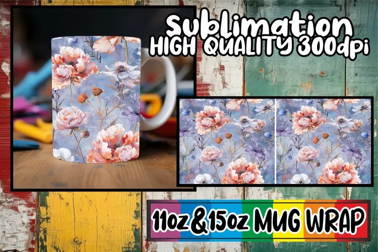 Vibrant Abstract Springtime Mug Wrap 11oz 15oz Sublimation