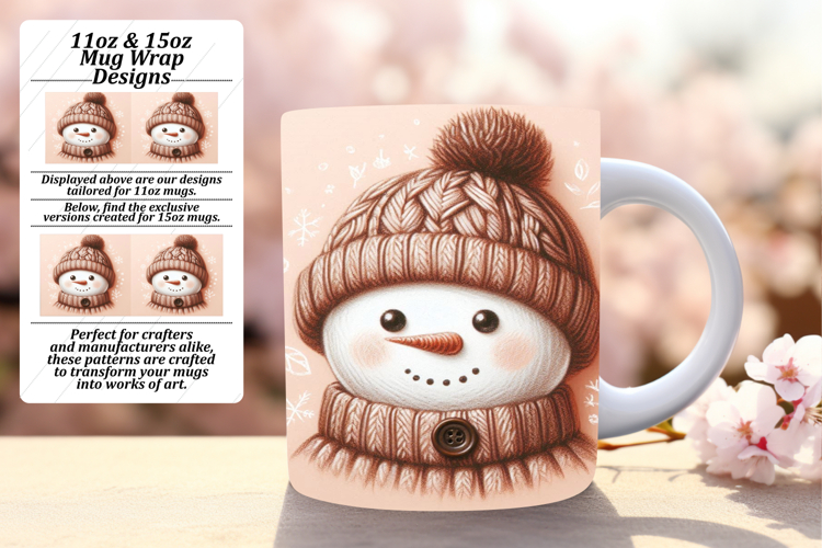 Lovely 11oz Mug Wrap Png Template , Snowman