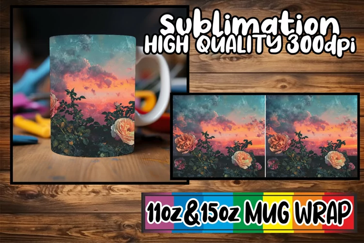 Nostalgic Floral Elegance: Vintage Mug Wrap Sublimation