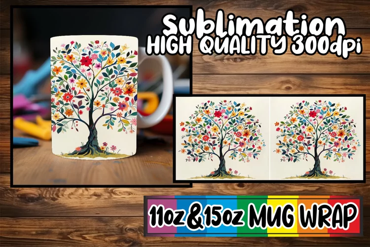 Colorful Canopy Mug Sublimation Wrap - Colorful Tree