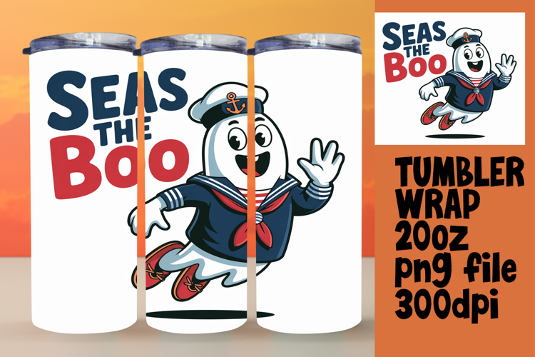 Sublimation Artwork for 20oz Tumbler , Funny Ghost