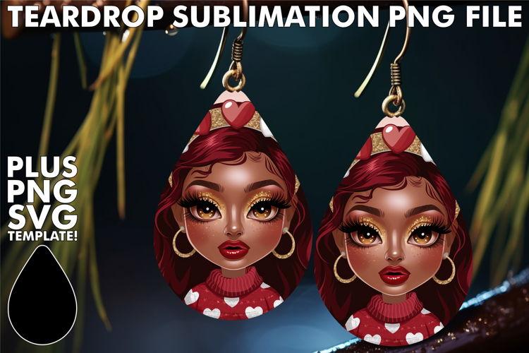 Sweet Teardrop Earrings ART IDEAS, Afro Girl