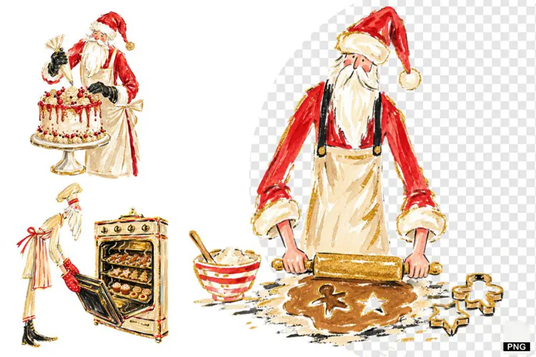 Santa Love Baking PNG