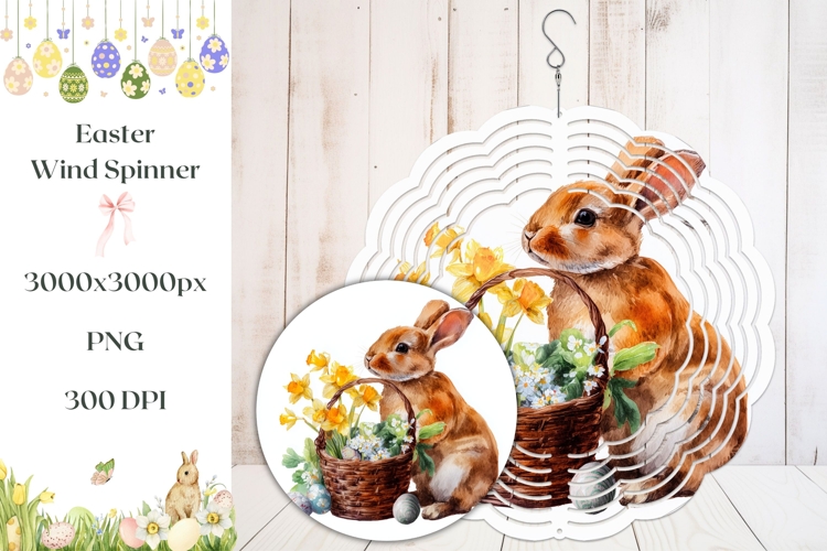 Easter Basket Wind Spinner, Easter Bunny Wind Spinner PNG