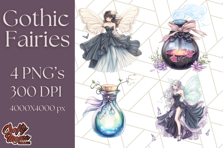 Gothic Fairy   Potion Clipart, Dark Fantasy PNG Printable