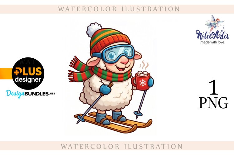 Christmas Sheep in Watercolor Style example image 1