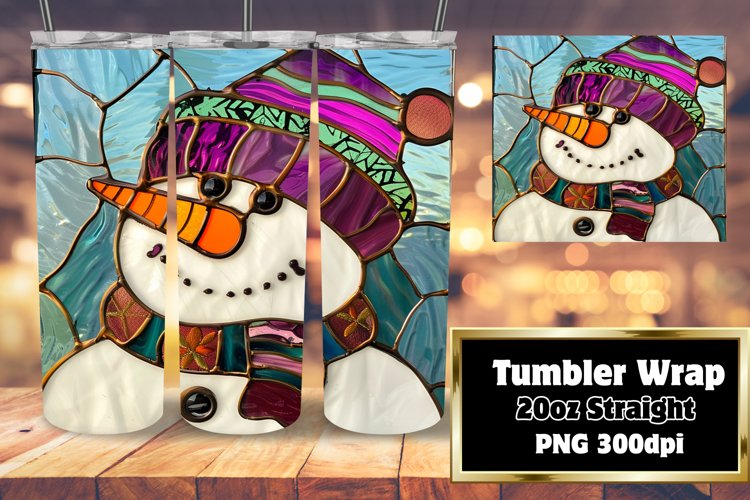 Holiday Snowman 3D Stained Glass Tumbler Wrap