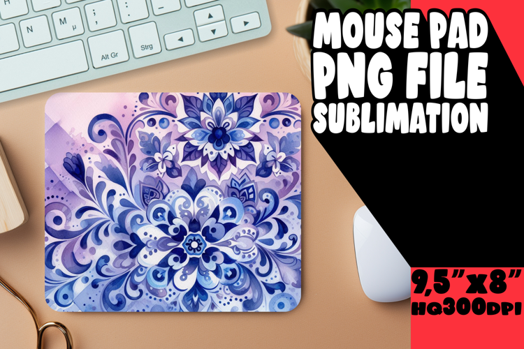 Cheerful Mouse Mat Sublimation PNG, Watercolor Patter