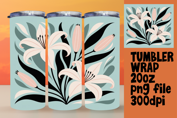 Sublimation-Ready 20oz Artwork , Flowers