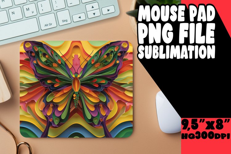 3D Colorful Butterfly Springtime Sublimation Mouse Pad
