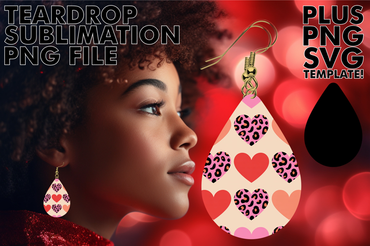 BLISSFUL Teardrop Earrings PNG Ideas, Valentines Pattern