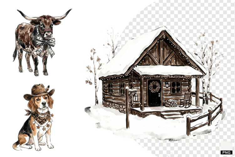 Christmas Festive Western Clipart