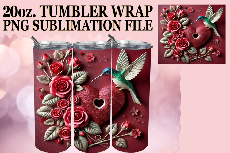 Joyful Hearts 20oz tumbler wrap, 3D Heart