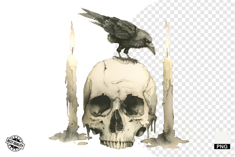 Watercolor Gothic Halloween Clipart