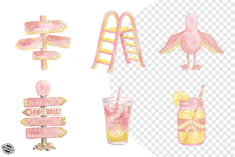 Pastel Hello Summer Elements Clipart example image 1