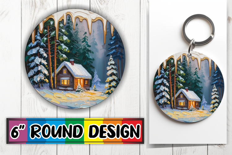 Joyful Car Coaster Round Style PNG, Winter